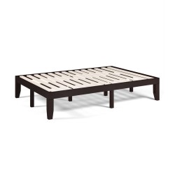 Honhorrs Full-Size Rubberwood Bed Frame, Fourteen Poplar Slats with Ten Legs and Under-Bed Storage