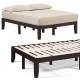 Honhorrs Full-Size Rubberwood Bed Frame, Fourteen Poplar Slats with Ten Legs and Under-Bed Storage
