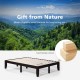 Honhorrs Full-Size Rubberwood Bed Frame, Fourteen Poplar Slats with Ten Legs and Under-Bed Storage