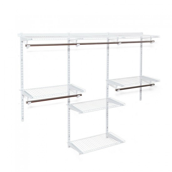 Honhorrs Wall-Mounted Closet Organizer, Adjustable Steel Shelves and Hanging Rods for Custom Storage