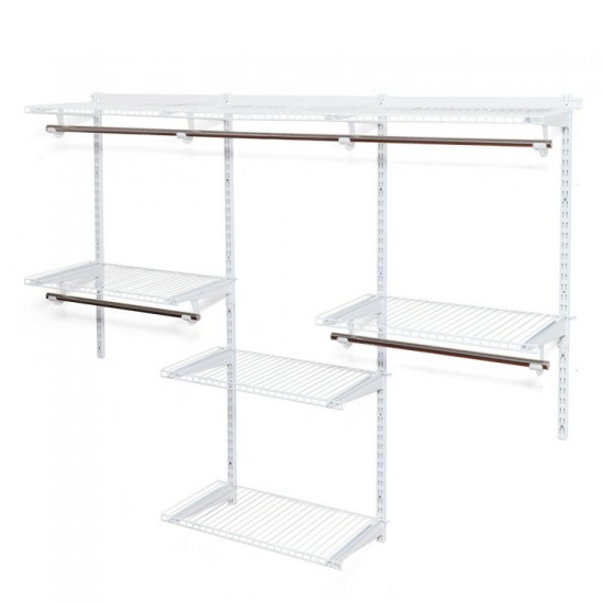 Honhorrs Wall-Mounted Closet Organizer, Adjustable Steel Shelves and Hanging Rods for Custom Storage