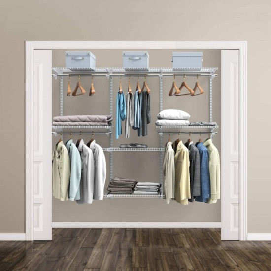 Honhorrs Wall-Mounted Closet Organizer, Adjustable Steel Shelves and Hanging Rods for Custom Storage