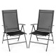 Honhorrs Two Folding Patio Recliners, Adjustable Fabric Backrests with Powder-Coated Steel Frames