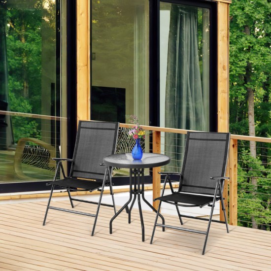 Honhorrs Two Folding Patio Recliners, Adjustable Fabric Backrests with Powder-Coated Steel Frames