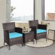 Honhorrs Wicker Patio Seating for Two, Cushioned Armchairs and Glass-Top Table in a Three-Piece Set