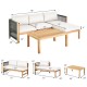 Honhorrs Three-Piece Acacia Patio Sofa Set, Rope Armrest Detail and Removable Seat and Back Cushions