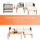 Honhorrs Three-Piece Acacia Patio Sofa Set, Rope Armrest Detail and Removable Seat and Back Cushions