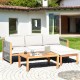 Honhorrs Three-Piece Acacia Patio Sofa Set, Rope Armrest Detail and Removable Seat and Back Cushions