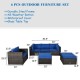 Honhorrs Six-Piece Wicker Patio Set, Modular Sofa Seating and Ottoman with Glass Table and Cushions