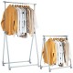 Adjustable Folding Clothes Rack by Honhorrs, Metal Hanging Rod, Triangular Base and Lockable Casters