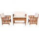 Honhorrs Four-Piece Acacia Patio Set, Two Chairs, Loveseat and Coffee Table with Removable Cushions