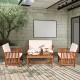 Honhorrs Four-Piece Acacia Patio Set, Two Chairs, Loveseat and Coffee Table with Removable Cushions