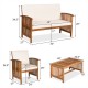 Honhorrs Four-Piece Acacia Patio Set, Two Chairs, Loveseat and Coffee Table with Removable Cushions