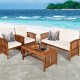Honhorrs Four-Piece Acacia Patio Set, Two Chairs, Loveseat and Coffee Table with Removable Cushions