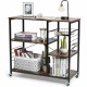 Honhorrs Rolling Industrial Baker's Rack, Three Storage Levels with Mesh Basket and Three S-Hooks