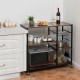 Honhorrs Rolling Industrial Baker's Rack, Three Storage Levels with Mesh Basket and Three S-Hooks