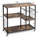 Honhorrs Rolling Industrial Baker's Rack, Three Storage Levels with Mesh Basket and Three S-Hooks