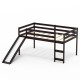 Honhorrs Low Twin Loft Bed Frame with Slide, Ladder, Guardrails and Open Space Beneath the Bed