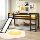 Honhorrs Low Twin Loft Bed Frame with Slide, Ladder, Guardrails and Open Space Beneath the Bed