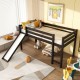 Honhorrs Low Twin Loft Bed Frame with Slide, Ladder, Guardrails and Open Space Beneath the Bed