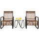 Honhorrs Three-Piece Wicker Patio Set, Two Wide Armchairs and Glass Side Table with Adjustable Feet