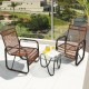 Honhorrs Three-Piece Wicker Patio Set, Two Wide Armchairs and Glass Side Table with Adjustable Feet