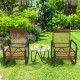 Honhorrs Three-Piece Wicker Patio Set, Two Wide Armchairs and Glass Side Table with Adjustable Feet