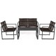 Honhorrs Four-Piece Patio Conversation Set, Steel-Framed Polyester Seating with Defined Armrests