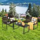 Honhorrs Four-Piece Patio Conversation Set, Steel-Framed Polyester Seating with Defined Armrests