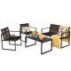 Honhorrs Four-Piece Patio Conversation Set, Steel-Framed Polyester Seating with Defined Armrests