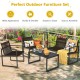 Honhorrs Four-Piece Patio Conversation Set, Steel-Framed Polyester Seating with Defined Armrests