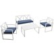 Honhorrs Four-Piece Steel Patio Conversation Set, Cushioned Loveseat and Chairs with Side Table