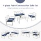 Honhorrs Four-Piece Steel Patio Conversation Set, Cushioned Loveseat and Chairs with Side Table