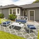 Honhorrs Four-Piece Steel Patio Conversation Set, Cushioned Loveseat and Chairs with Side Table