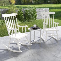 Honhorrs Rubberwood Rocking Chair, High Slatted Back with Curved Armrests and Contoured Garden Seat