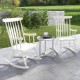 Honhorrs Rubberwood Rocking Chair, High Slatted Back with Curved Armrests and Contoured Garden Seat