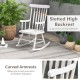 Honhorrs Rubberwood Rocking Chair, High Slatted Back with Curved Armrests and Contoured Garden Seat