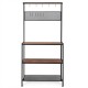 Honhorrs 4-Tier Open Kitchen Storage Rack with Mesh Shelf, 11 S-Hooks and Adjustable Foot Pads