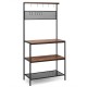 Honhorrs 4-Tier Open Kitchen Storage Rack with Mesh Shelf, 11 S-Hooks and Adjustable Foot Pads