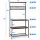 Honhorrs 4-Tier Open Kitchen Storage Rack with Mesh Shelf, 11 S-Hooks and Adjustable Foot Pads
