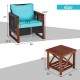 Honhorrs Three-Piece Acacia Wood Patio Set with Rattan Seating, Removable Cushions and Shelf Table