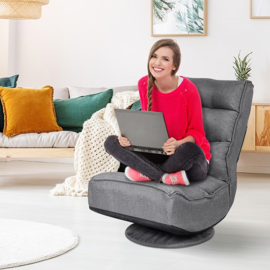 Five-Position Floor Gaming Chair by Honhorrs, Folding Backrest, 360-Degree Swivel and Covered Base