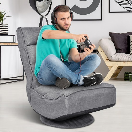 Five-Position Floor Gaming Chair by Honhorrs, Folding Backrest, 360-Degree Swivel and Covered Base
