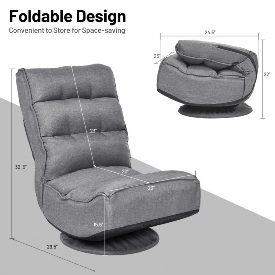 Five-Position Floor Gaming Chair by Honhorrs, Folding Backrest, 360-Degree Swivel and Covered Base