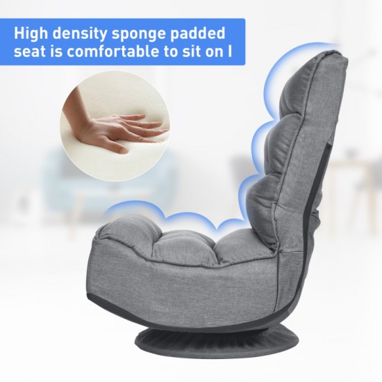 Five-Position Floor Gaming Chair by Honhorrs, Folding Backrest, 360-Degree Swivel and Covered Base