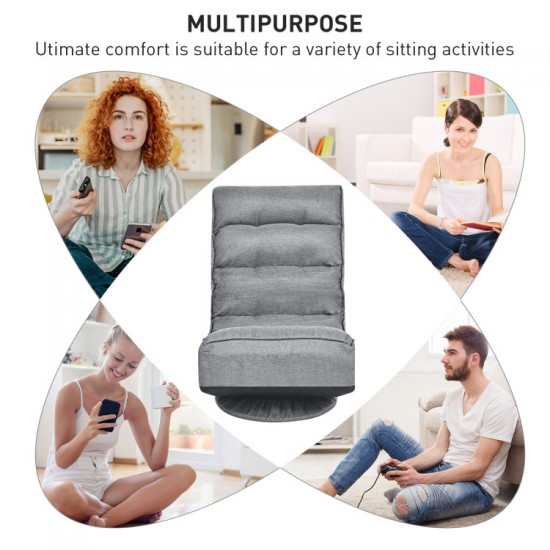Five-Position Floor Gaming Chair by Honhorrs, Folding Backrest, 360-Degree Swivel and Covered Base