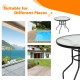 Honhorrs 32-Inch Round Patio Table, Tempered-Glass Top and Central Umbrella Opening on Steel Frame
