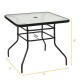 Honhorrs 32-Inch Square Patio Table, Tempered Glass Surface and Steel Frame with Umbrella Supports