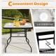 Honhorrs 32-Inch Square Patio Table, Tempered Glass Surface and Steel Frame with Umbrella Supports