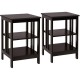 Honhorrs Pair of Three-Tier Bedside Tables, Open MDF Storage with Reinforced Bars and Floor Pads